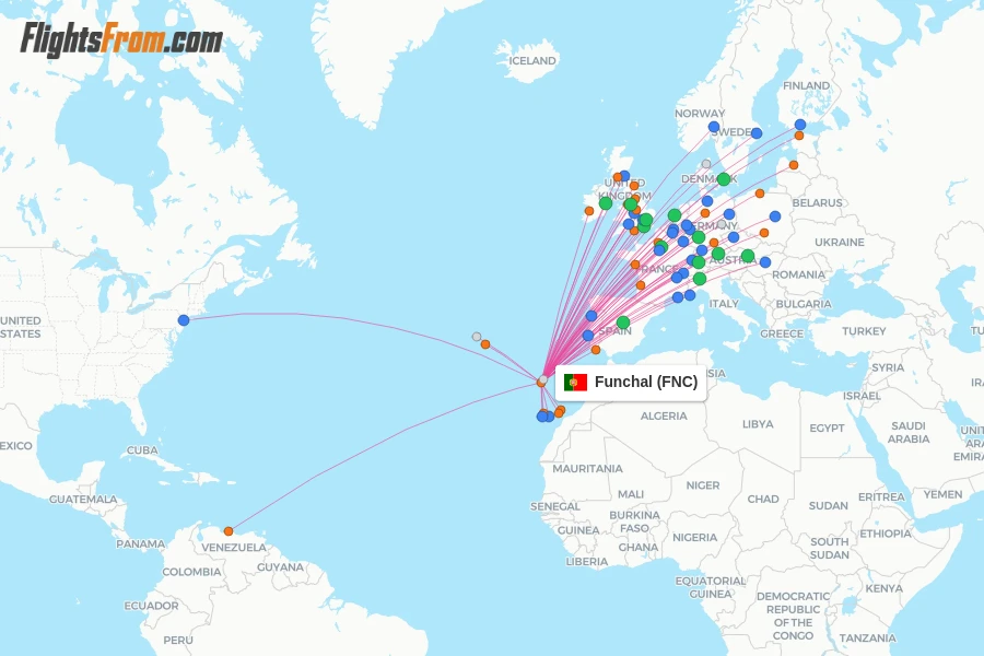 Funchal flight map