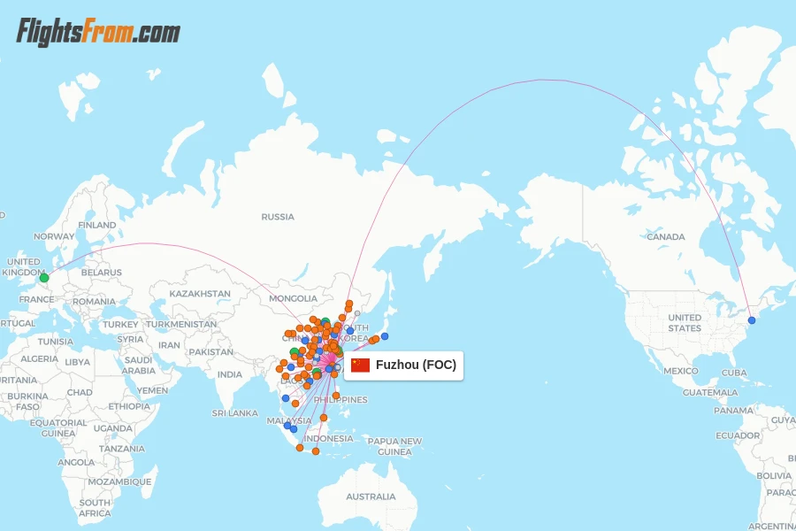 Fuzhou flight map