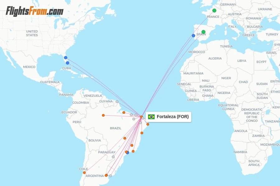 Fortaleza flight map