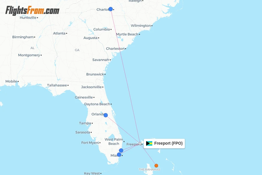 Freeport flight map