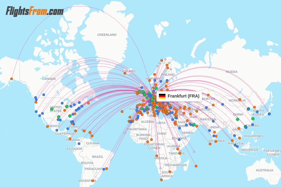 Frankfurt flight map