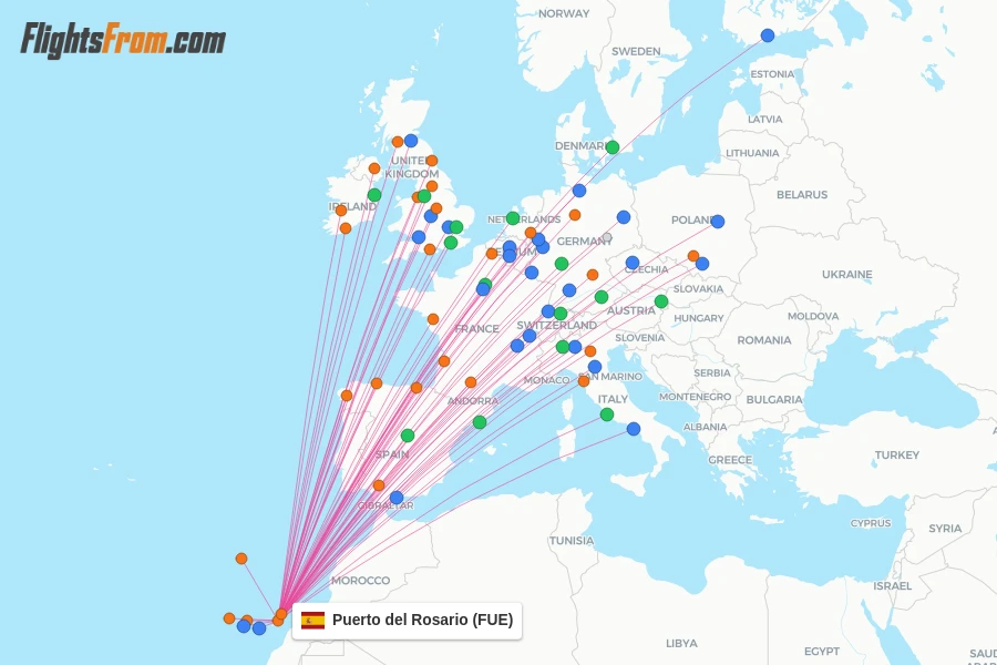 Puerto del Rosario flight map