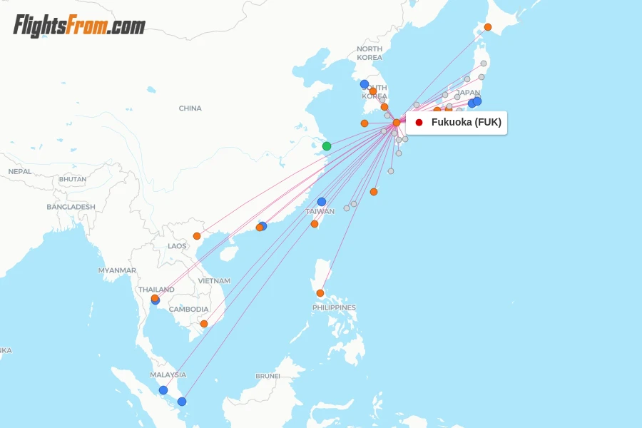 Fukuoka flight map