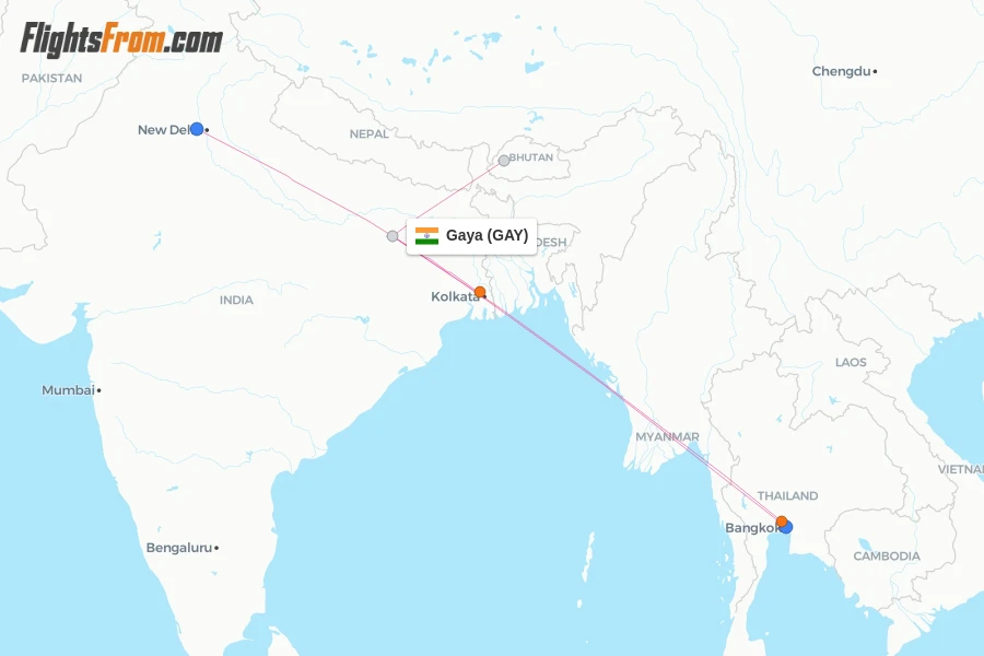 Gaya flight map