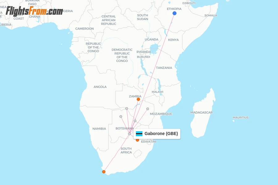 Gaborone flight map