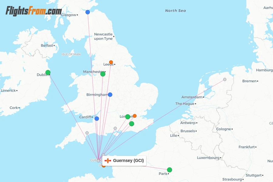 Guernsey flight map