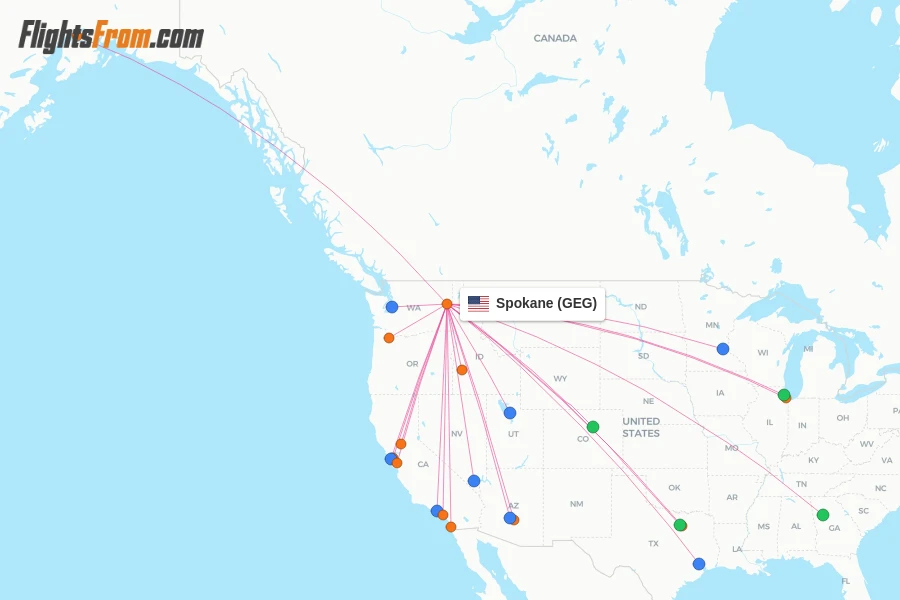 Spokane flight map