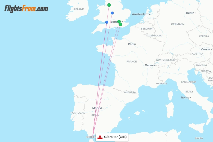 Gibraltar flight map