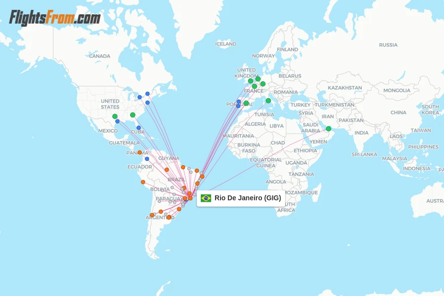 Rio De Janeiro flight map