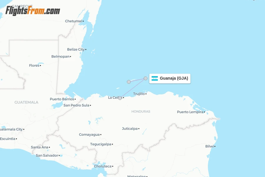 Guanaja flight map