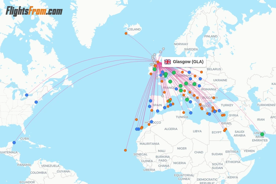 Glasgow flight map