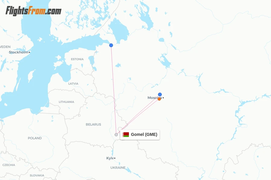 Gomel flight map