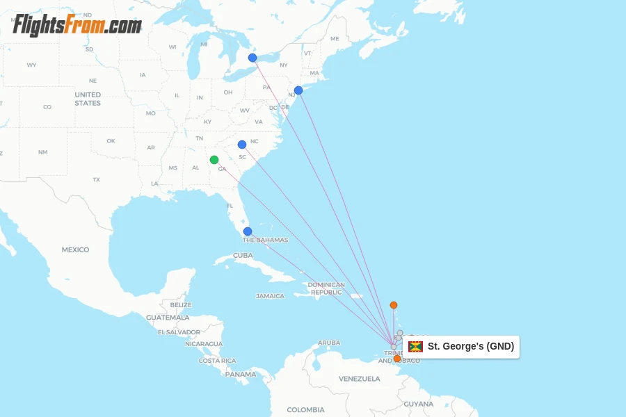 St. George's flight map