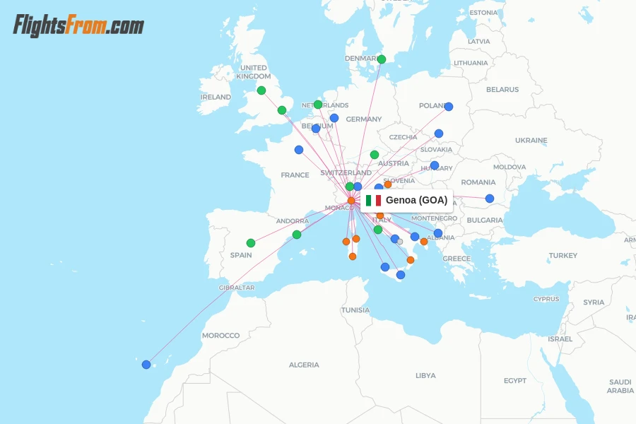 Genoa flight map