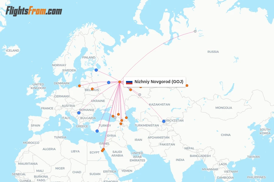 Nizhniy Novgorod flight map
