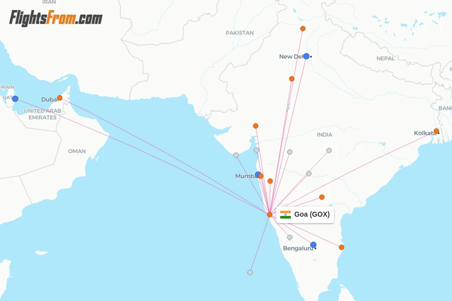 Goa flight map
