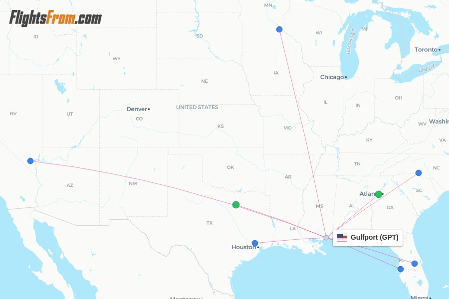 Gulfport flight map