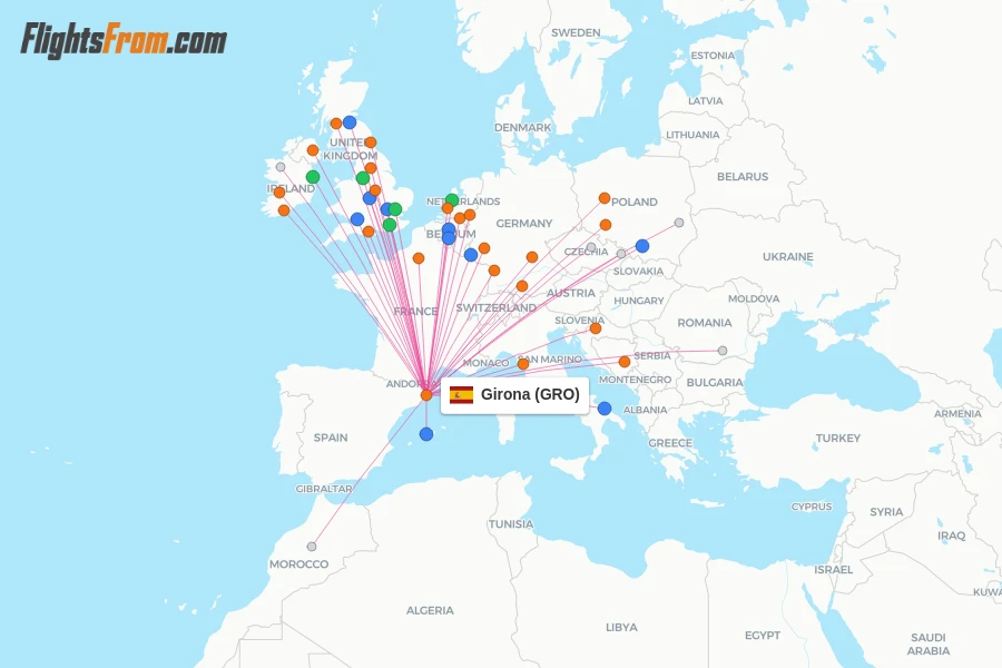 Girona flight map