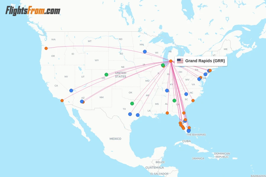 Grand Rapids flight map