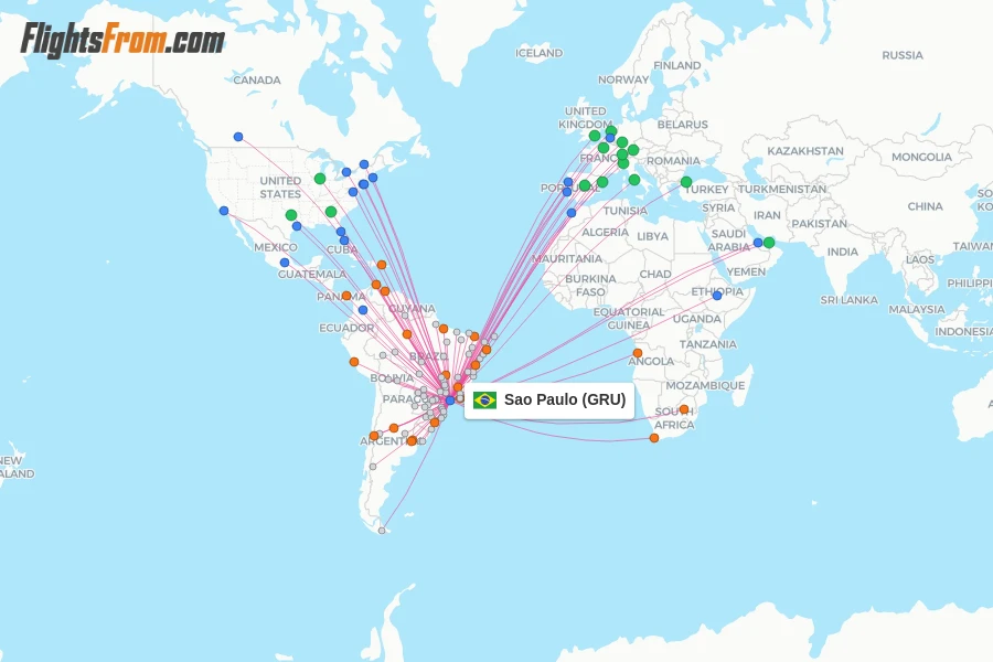 Sao Paulo flight map