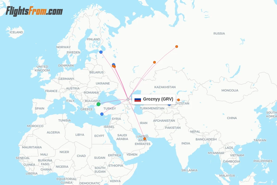 Groznyy flight map