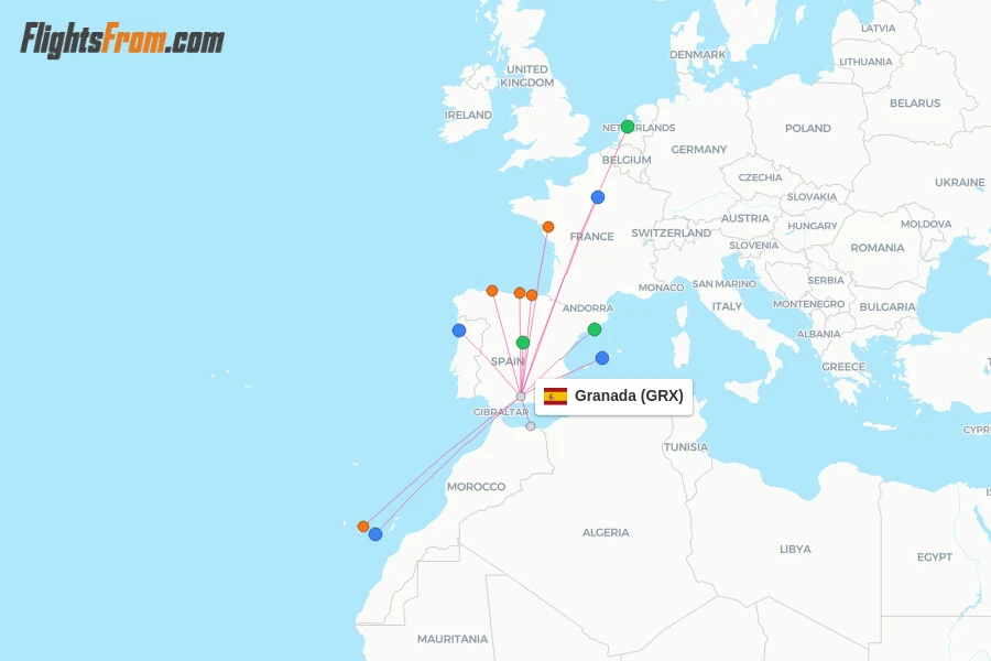 Granada flight map