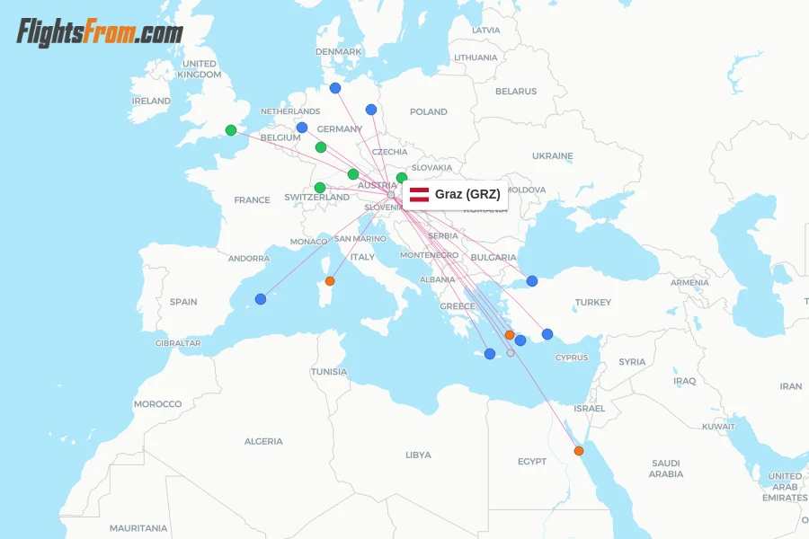 Graz flight map
