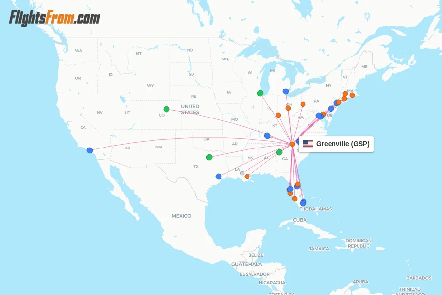 Greenville flight map