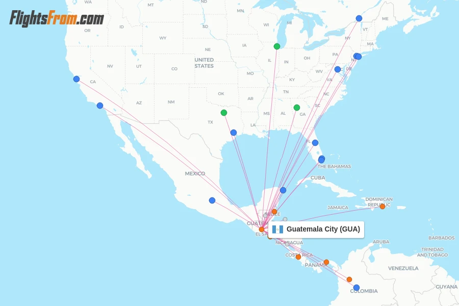 Guatemala City flight map