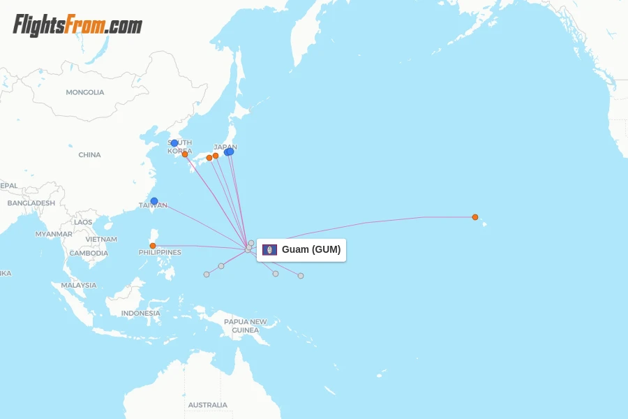 Guam flight map