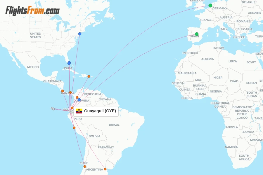 Guayaquil flight map