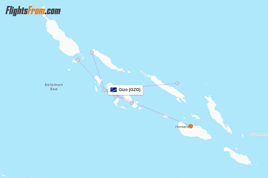 Gizo flight map