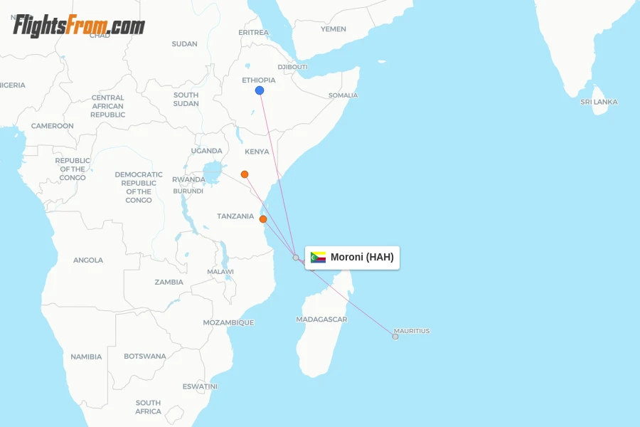 Moroni flight map