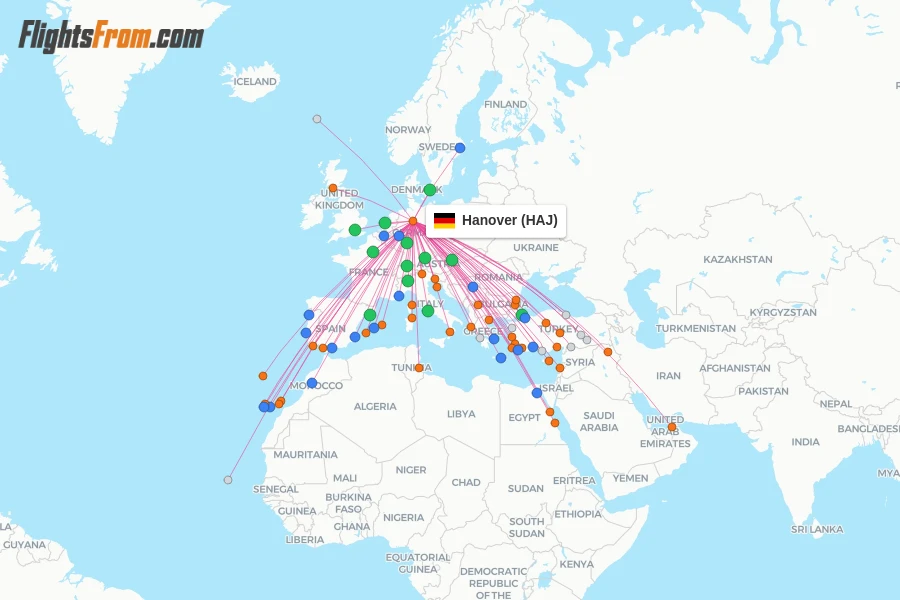 Hanover flight map