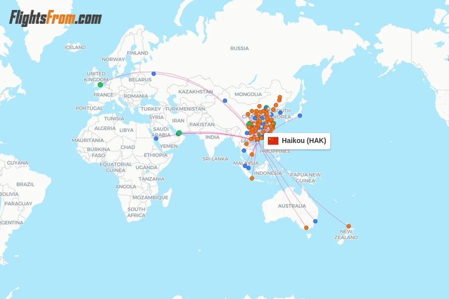 Haikou flight map