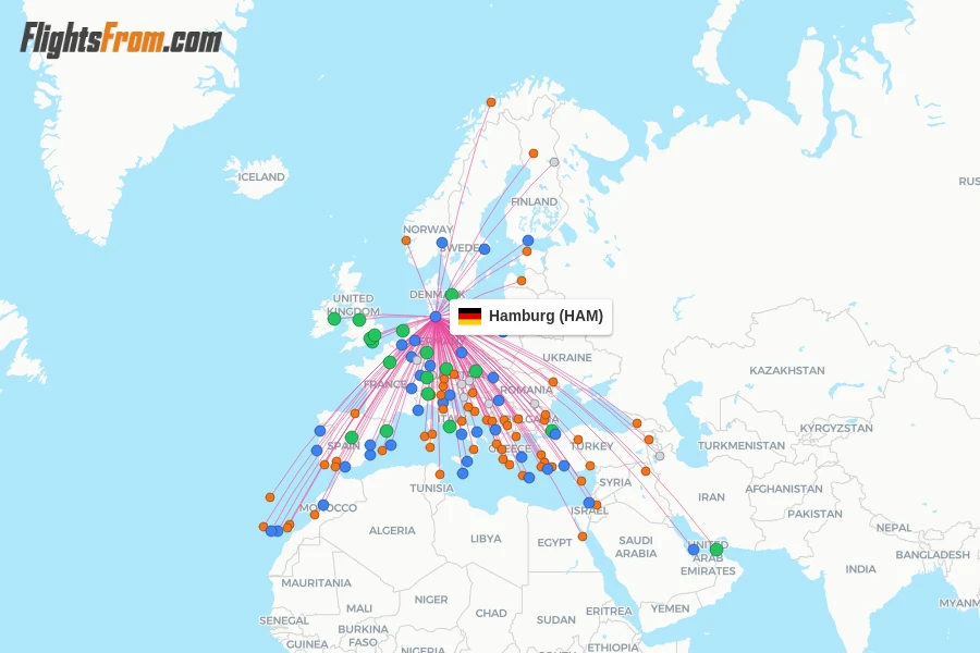 Hamburg flight map
