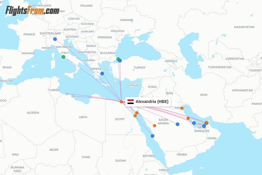 Alexandria flight map