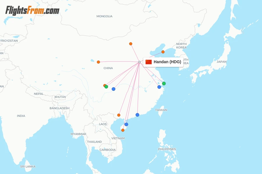 Handan flight map