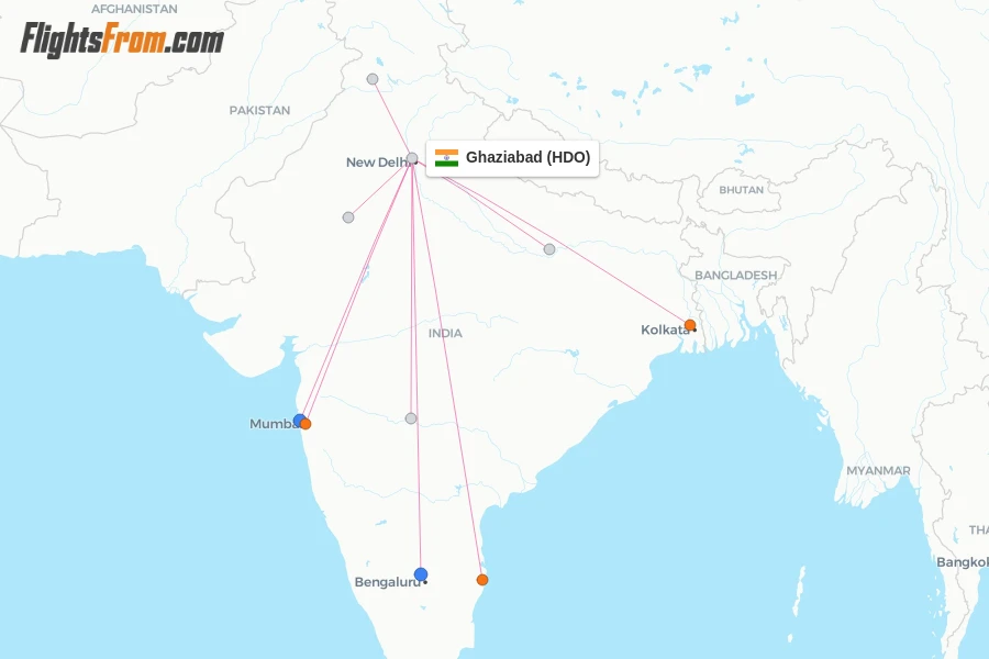 Ghaziabad flight map
