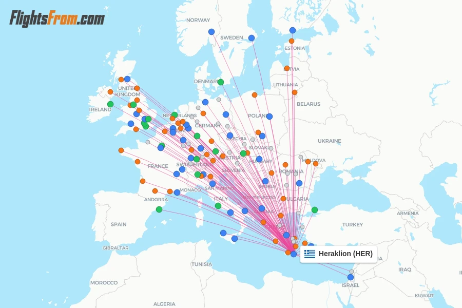 Heraklion flight map