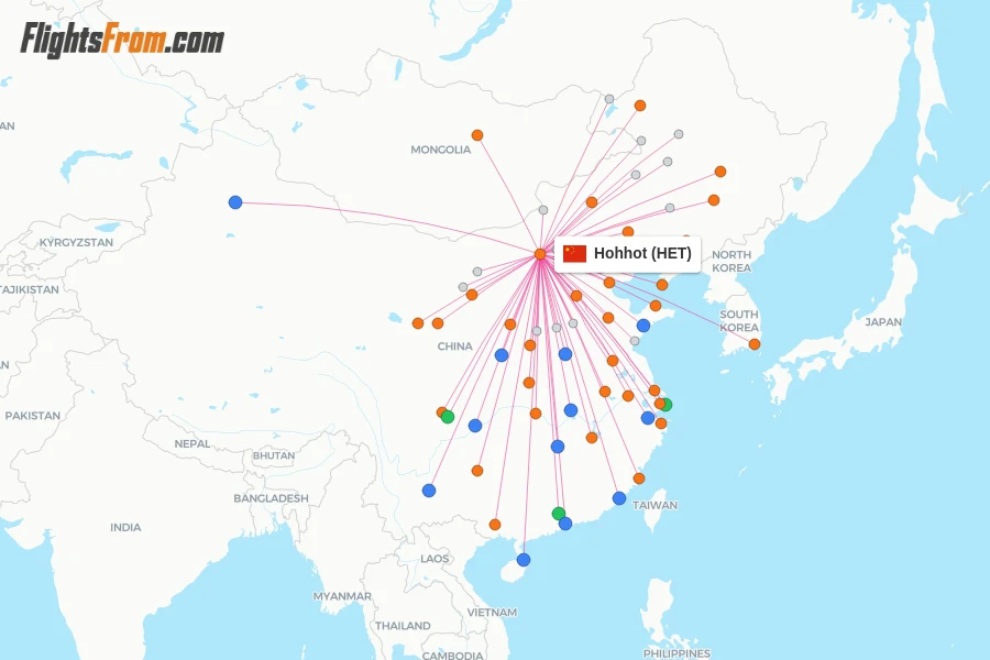 Hohhot flight map