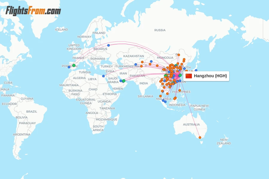 Hangzhou flight map
