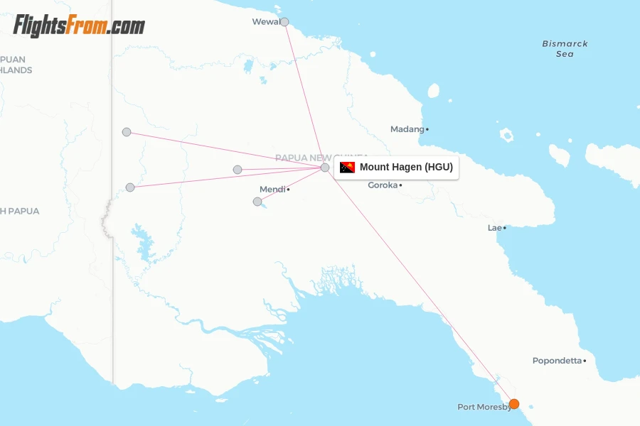 Mount Hagen flight map