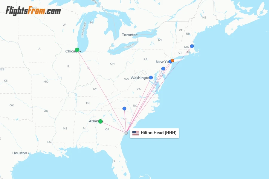 Hilton Head flight map