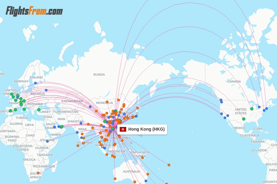 Hong Kong flight map