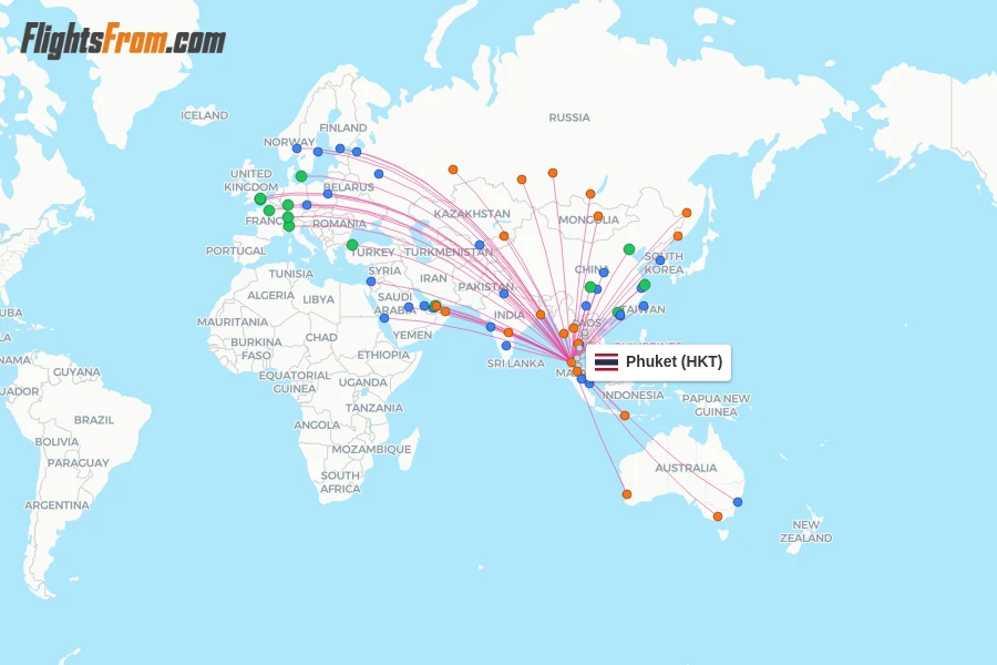 Phuket flight map