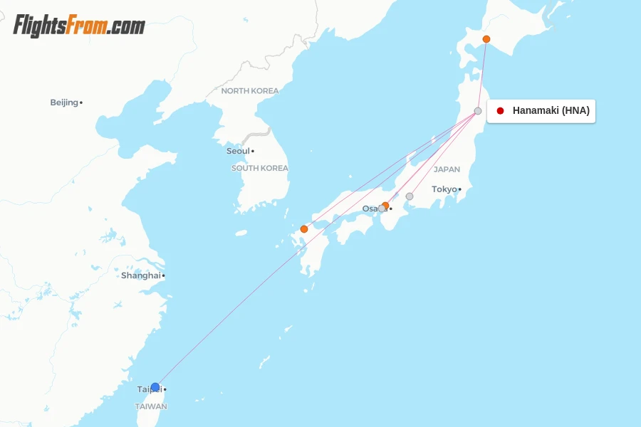 Hanamaki flight map