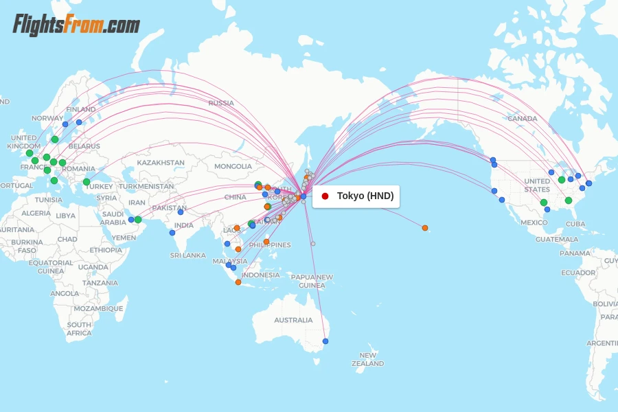 Tokyo flight map