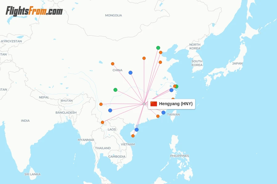 Hengyang flight map