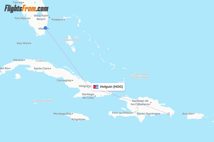 Holguin flight map